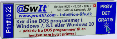 DOS applikationer under Windows og udskriv til alle typer printer
